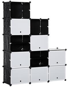 HOMCOM Regálový systém modulární bezšroubový, 12 přihrádek, ocel/plast, bílo-černý, 125 x 32 x 125 cm