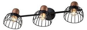 BASKET nástěnné svítidlo 3x E27 60W bez zdroje 54cm IP20, černá/měď