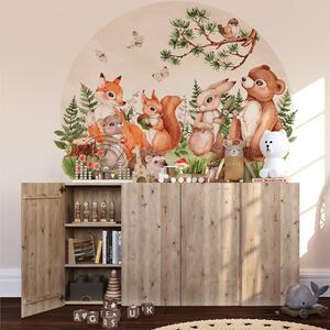 Dětská nálepka na zeď Animals from the magical forest - zvířátka na louce Rozměry: 130 x 98 cm