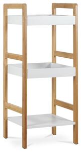 Regál JUSTIN — bambus, MDF, přírodní / bílá