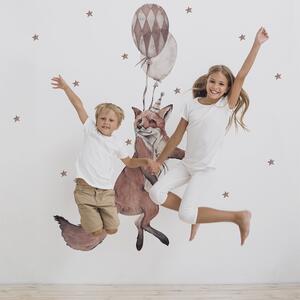 Dětská nálepka na zeď Party animals - liška a balóny