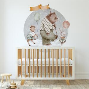 Dětská nálepka na zeď Dreamland - srnka, medvídek a zajíček Rozměry: 75 x 71 cm