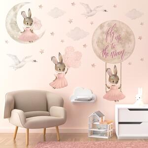 Dětská nálepka na zeď Pastel bunnies - zajíčci a husi