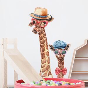 Dětská nálepka na zeď Giraffes - žirafy v kloboucích Rozměry: XL