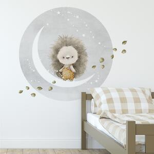 Dětská nálepka na zeď Dreamland - ježek na měsíci Rozměry: 70 x 60 cm