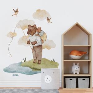 Dětská nálepka na zeď Magical animals - medvídci a ptáčci Rozměry: 115 x 95 cm