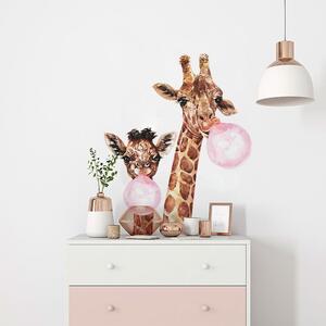 Dětská nálepka na zeď Giraffes - žirafy se žvýkačkou Rozměry: XL
