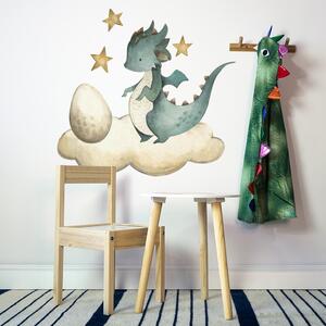 Dětská nálepka na zeď The world of dragons - drak s vajíčkem na obláčku Rozměry: 100 x 95 cm