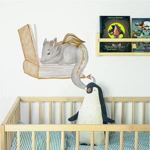 Dětská nálepka na zeď The world of dragons - spící drak a kniha Rozměry: 50 x 43 cm