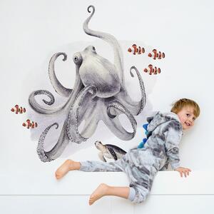 Dětská nálepka na zeď Ocean - chobotnice, želva a ryby Rozměry: 100 x 95 cm