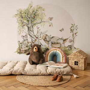 Dětská nálepka na zeď Woodland walk - spící medvídek a myška Rozměry: 95 x 78 cm