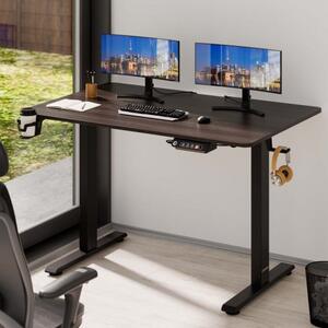 FurniGO Výškově nastavitelný kancelářský stůl hnědý - 110x60x118 cm