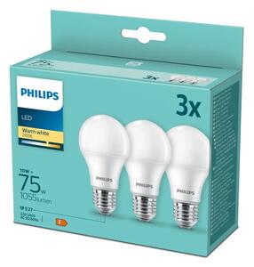Philips 8718699775544 LED žárovka E27 10W/75W 1055lm A60 2700K 3-set