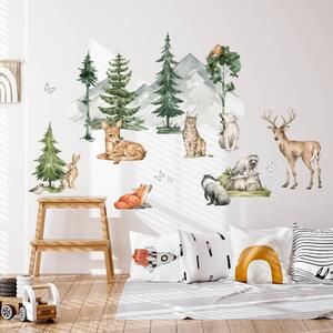 INSPIO-textilní přelepitelná samolepka - Samolepky na zeď pro děti - Forest, lesní zvířátka