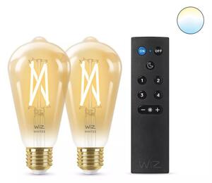 Philips Wiz Tunable white 8719514550155 LED žárovka Filament E27 ST64 7W/640lm 2000-5000K jantarová 2-set + dálkový ovladač