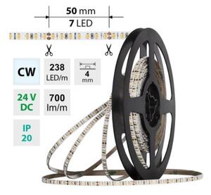 ML-126.044.90.9-04000.1000X03 AKCE - LED pásek SMD2216 CW 238LED/m 7,2W/m DC 24V 700lm/m CRI90 IP20 4mm délka 4m vodič A 1,0m-X03