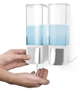 Compactor Edge nástěnný dávkovač mýdla / šampónu, chrom / ABS plast - bílý, 2 x 500 ml