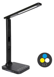 Ecolite LED stolní lampa 8W stmívatelná 5CCT 500lm USB 1A/5V černá LU19AC-CR