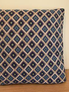 Polštářek - modrozelené kosočtverce - gebelin, 40 cm x 40 cm