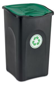 Odpadkový koš na tříděný odpad ECOGREEN 50 l, černý/zelené víko