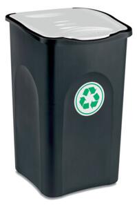 Odpadkový koš na tříděný odpad ECOGREEN 50 l, černý/bílé víko
