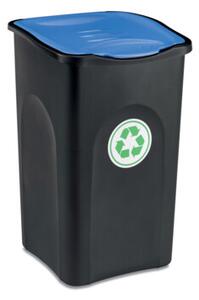 Odpadkový koš na tříděný odpad ECOGREEN 50 l, černý/modré víko