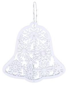 Solight LED dřevěný vánoční zvoneček, 9x LED, bílá, 30cm, časovač, 2x AA 1V296