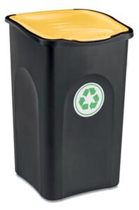 Odpadkový koš na tříděný odpad ECOGREEN 50 l, černý/žluté víko