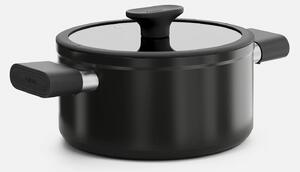 Fabini Hrnec Meda 5.0 Economy, ø 20 cm (2,6 l) - Nepřilnavý hrnec s keramickým povrchem s poklicí, černý