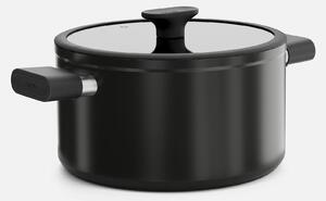 Fabini Kastrol Meda 5.0 Economy, ø 24 cm (5,4 l) - Nepřilnavý hrnec s keramickým povrchem s poklicí, černý