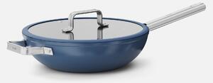 Fabini Wok pánev Meda 5.0 Standard, ø 28 cm - Nepřilnavá pánev s keramickým povrchem s poklicí, modrá