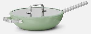 Fabini Wok pánev Meda 5.0 Standard, ø 28 cm - Nepřilnavá pánev s keramickým povrchem s poklicí, šalvějově zelená