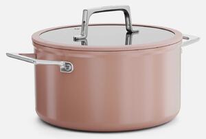 Fabini Kastrol Meda 5.0 Pro, ø 24 cm (5,4 l) - Nepřilnavý hrnec s keramickým povrchem s poklicí, broskvově růžový