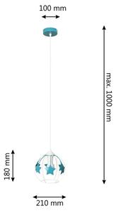 Dětský lustr na lanku STARS 1xE27/15W/230V tyrkysová/bílá