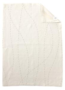 TULULUM Lněná utěrka krémově bílá s autorským potiskem LINES, 44 x 66 cm