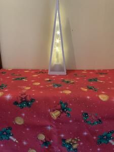 Ubrus vánoční - zlaté zvonky na červené 2020, 80 cm x 80 cm