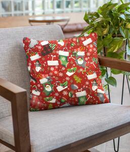 Ervi povlak na polštář bavlněný - Vánoční ponožky červené