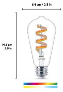 WiZ ST64 LED žárovka filament WiFi E27 6,3W RGBW