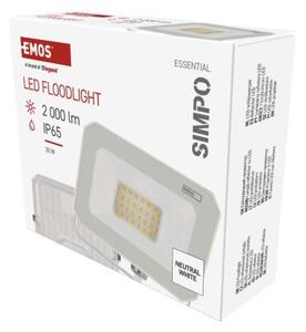 EMOS LED reflektor SIMPO 20W, bílý, IP65, 2000 lm, neutrální bílá 1531222301