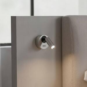 IDEAL LUX Ideal Lux LED nástěnné bodové svítidlo Bean, Ø 7 cm, niklovaný kov, Hliník / šedá / zinek, Obývací pokoj / jídelna, kov, Moderní