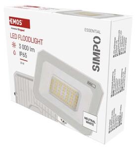 EMOS LED reflektor SIMPO 30W, bílý, IP65, 3000 lm, neutrální bílá 1531223301