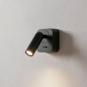 IDEAL LUX Ideal Lux LED nástěnné bodové svítidlo Bean, černé, šířka 7 cm, kov, Černá, Obývací pokoj / jídelna, kov, Moderní