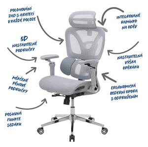 Kancelářská židle šedá síťovina KA-B2363 GREY