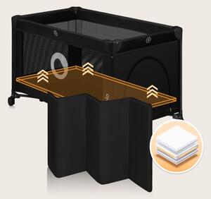Lionelo - Cestovní postýlka STEFI Black Carbon