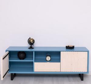 Kombinovaný televizní stolek Layne 752 - modrá/béžová