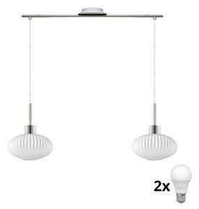LED Lustr na lanku HARMA 2xE27/60W/230V matný chrom/bílá