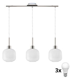 LED Lustr na lanku HARMA 3xE27/60W/230V matný chrom/bílá
