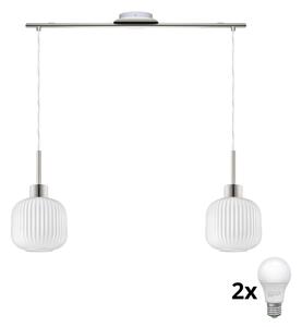 LED Lustr na lanku HARMA 2xE27/60W/230V matný chrom/bílá