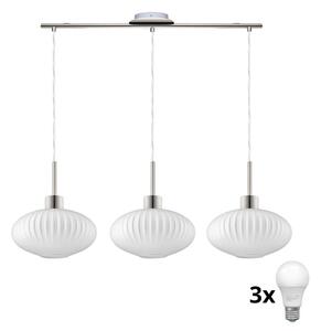 LED Lustr na lanku HARMA 3xE27/60W/230V matný chrom/bílá