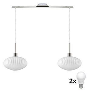 LED Lustr na lanku HARMA 2xE27/60W/230V matný chrom/bílá